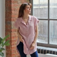 Olivia Pink Linen Shirt S/M -8 to 10 by Biggie Best